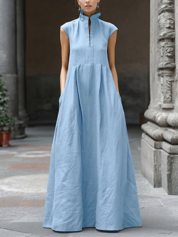 Women’s Linen Sleeveless A-Line Maxi Dress