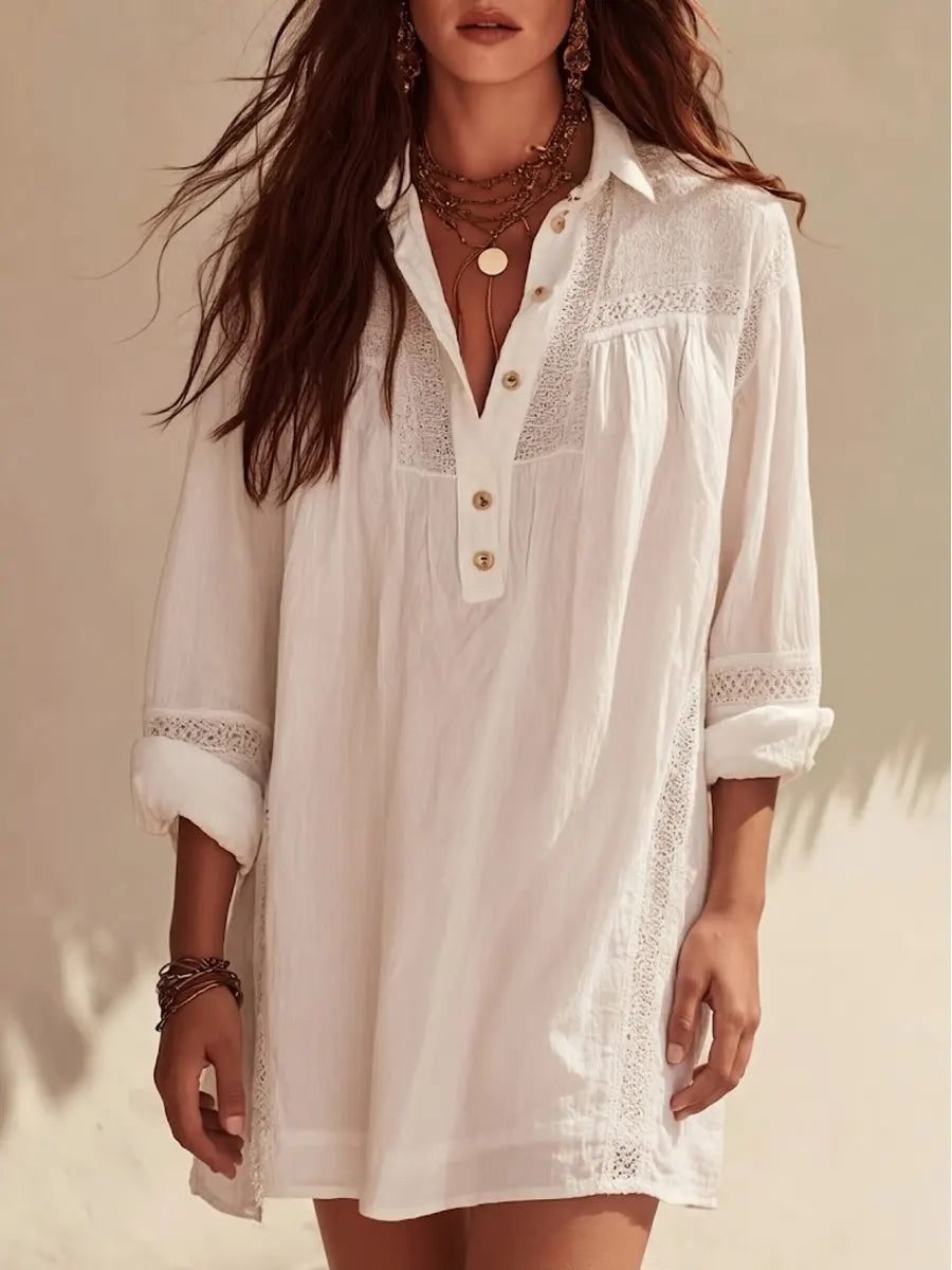 Women's Linen Tunic Beach Cover Up Shirt