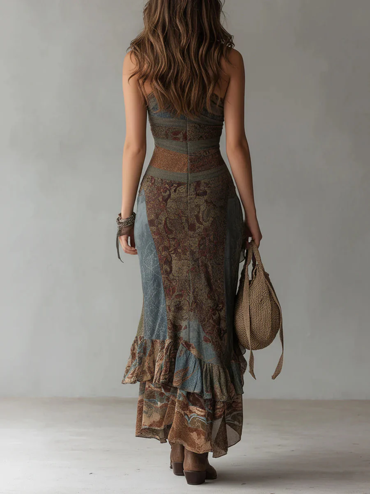 Women's Wool Blend One Shoulder Boho Maxi Dress