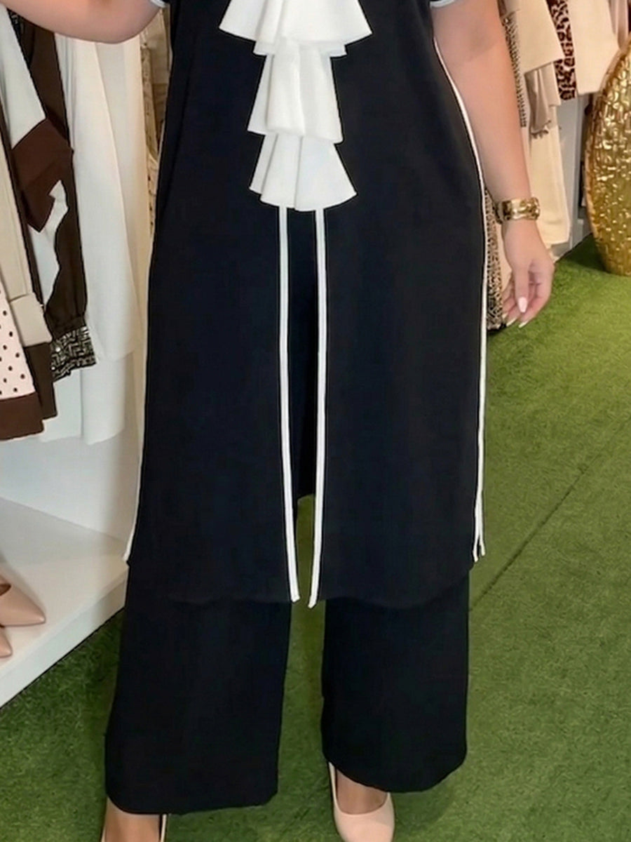 Women Linen Tunic and Wide Leg Pant Set