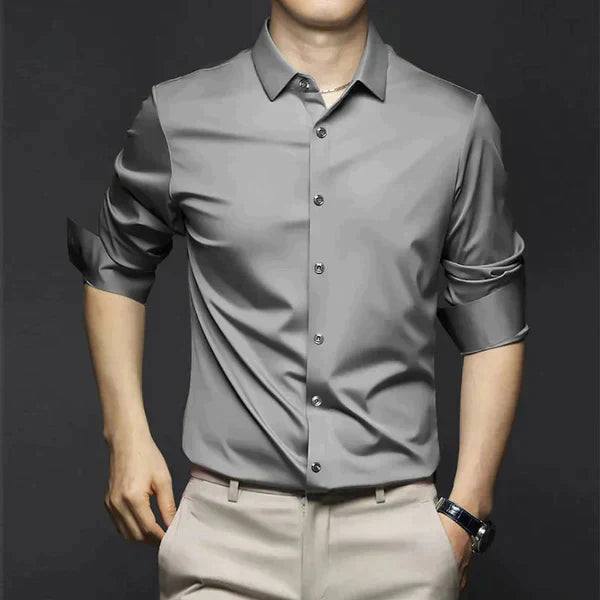 Men's Cotton Summer Shirt Elegant Iron-Free Office Button Up Shirt