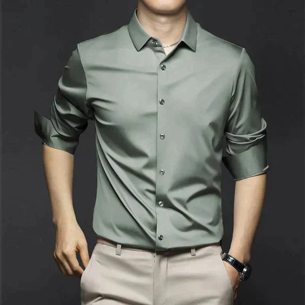 Men's Cotton Summer Shirt Elegant Iron-Free Office Button Up Shirt