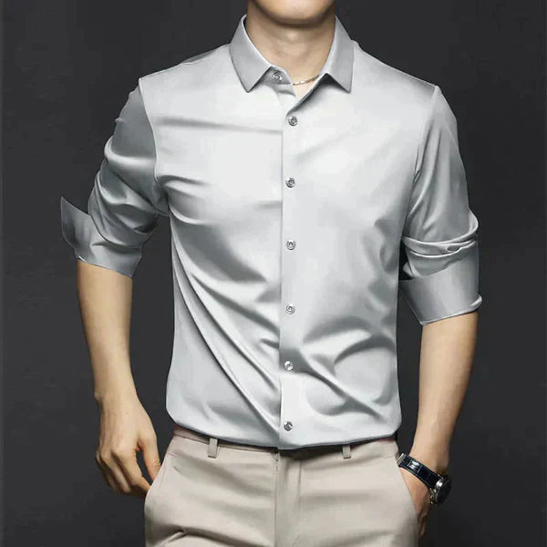 Men's Cotton Summer Shirt Elegant Iron-Free Office Button Up Shirt
