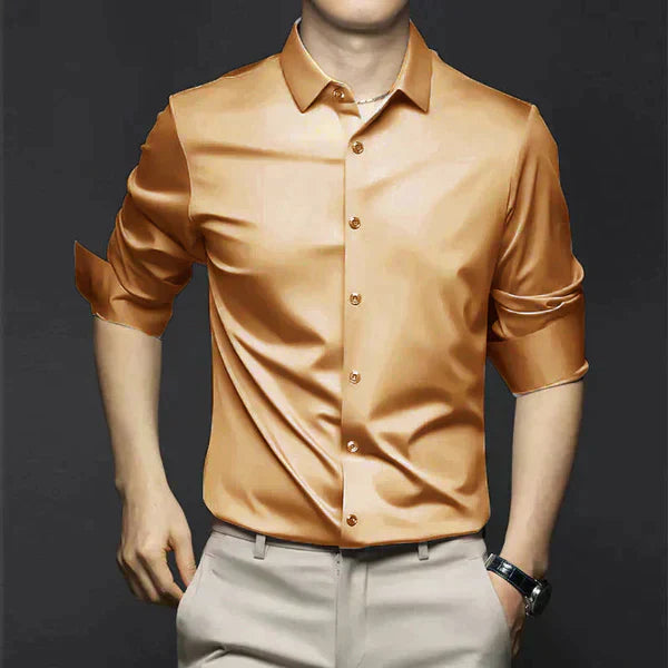 Men's Cotton Summer Shirt Elegant Iron-Free Office Button Up Shirt