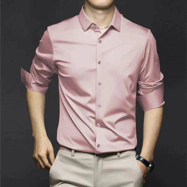 Men's Cotton Summer Shirt Elegant Iron-Free Office Button Up Shirt