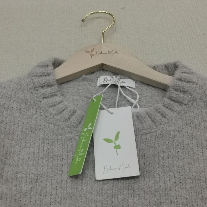 Damski luźny sweter z dzianiny z wełny merino z okrągłym dekoltem