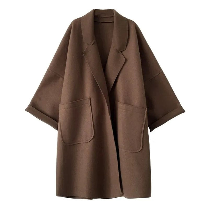 Women's Wool Trench Coat Oversized Long Jacket Outerwear