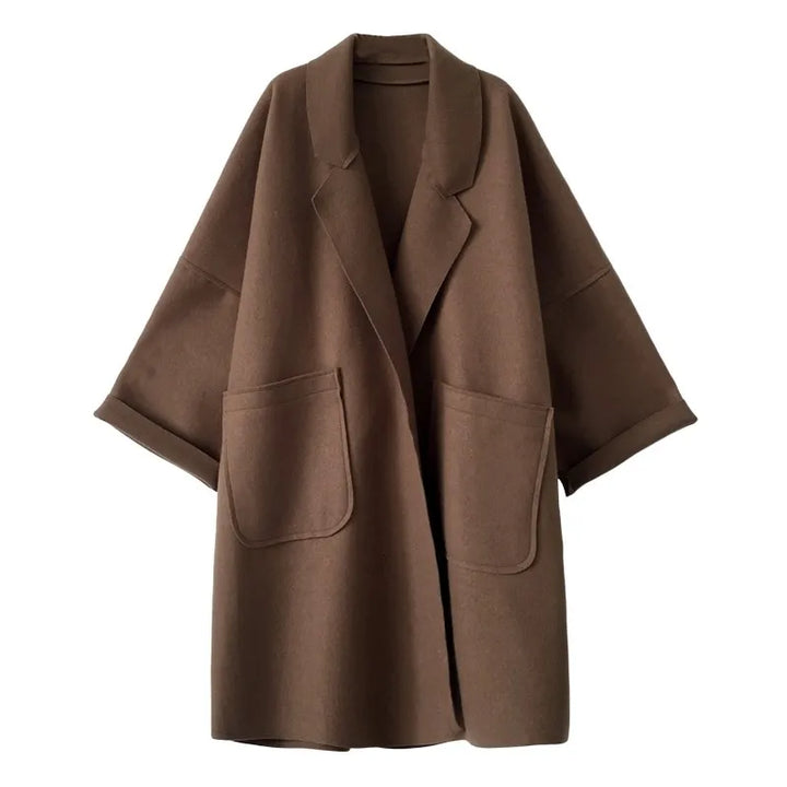 Women's Wool Trench Coat Oversized Long Jacket Outerwear