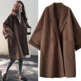 Women's Wool Trench Coat Oversized Long Jacket Outerwear