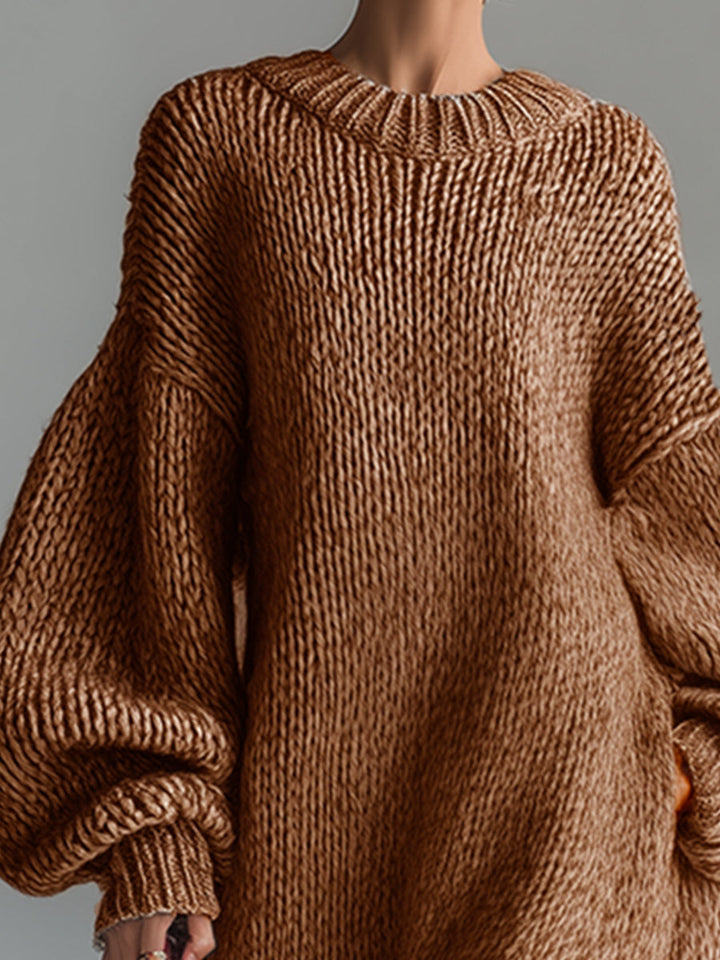 Women's Oversized Acrylic Knit Sweater Maxi Dress