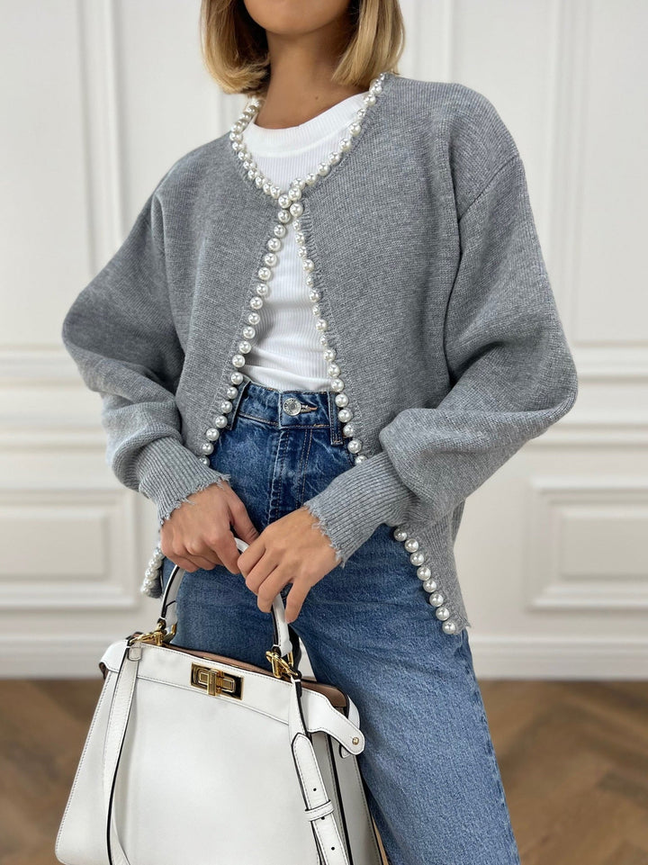 Women's Knit Cardigan Wool Crewneck Long Sleeve Outerwear Top