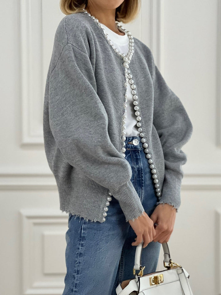 Women's Knit Cardigan Wool Crewneck Long Sleeve Outerwear Top