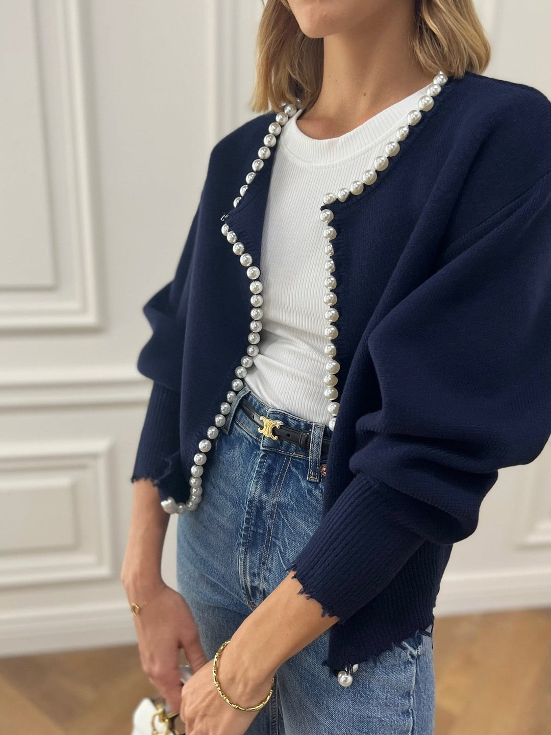 Women's Knit Cardigan Wool Crewneck Long Sleeve Outerwear Top