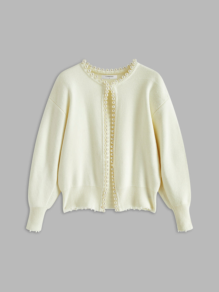Women's Knit Cardigan Wool Crewneck Long Sleeve Outerwear Top