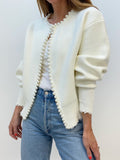 Women's Knit Cardigan Wool Crewneck Long Sleeve Outerwear Top