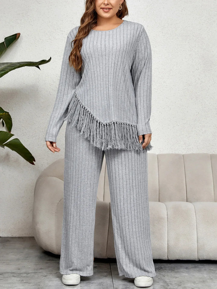 Women's Knit Lounge Set Wide Leg Two Piece Tracksuit Co-ord