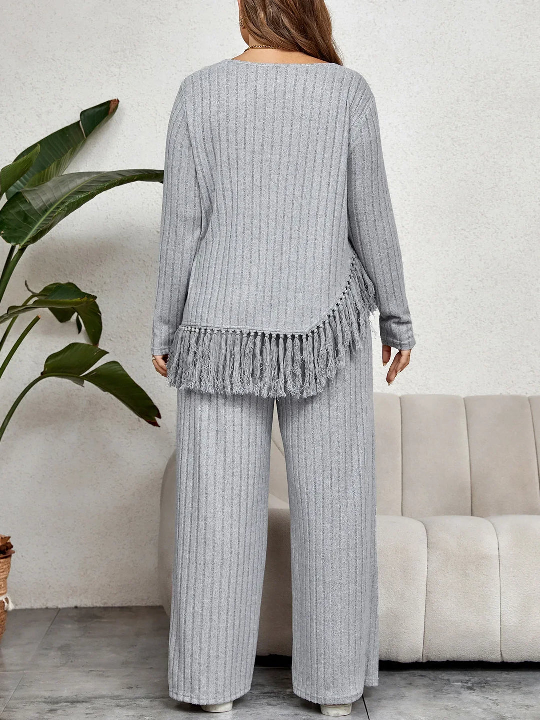 Women's Knit Lounge Set Wide Leg Two Piece Tracksuit Co-ord