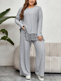 Women's Knit Lounge Set Wide Leg Two Piece Tracksuit Co-ord