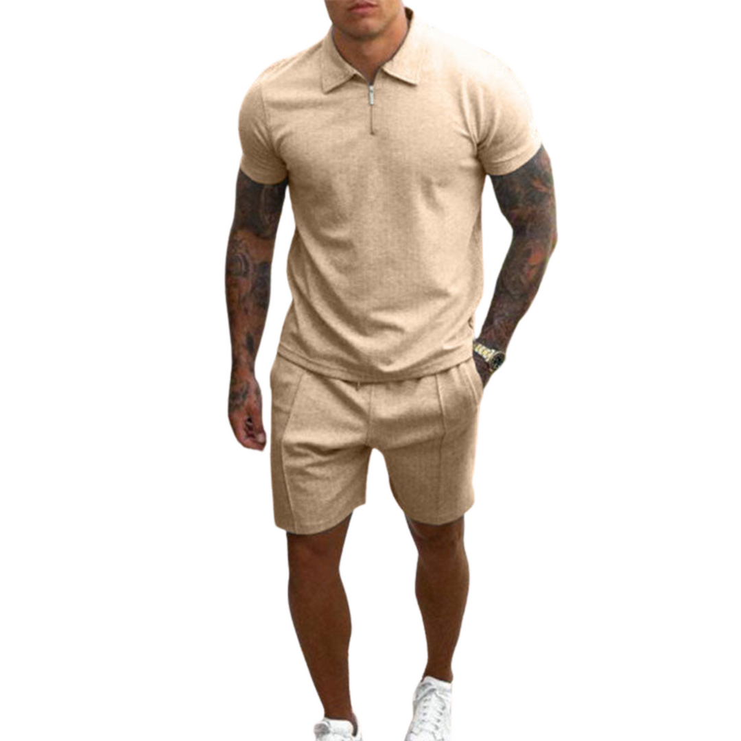 Men's Knit Polo Shirt and Shorts 2-Piece Co-ord Set