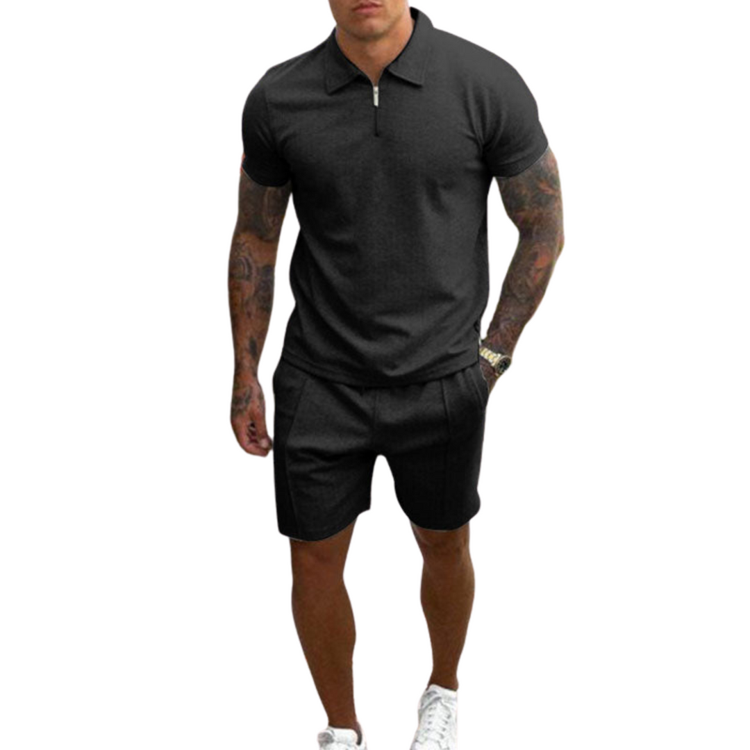 Men's Knit Polo Shirt and Shorts 2-Piece Co-ord Set