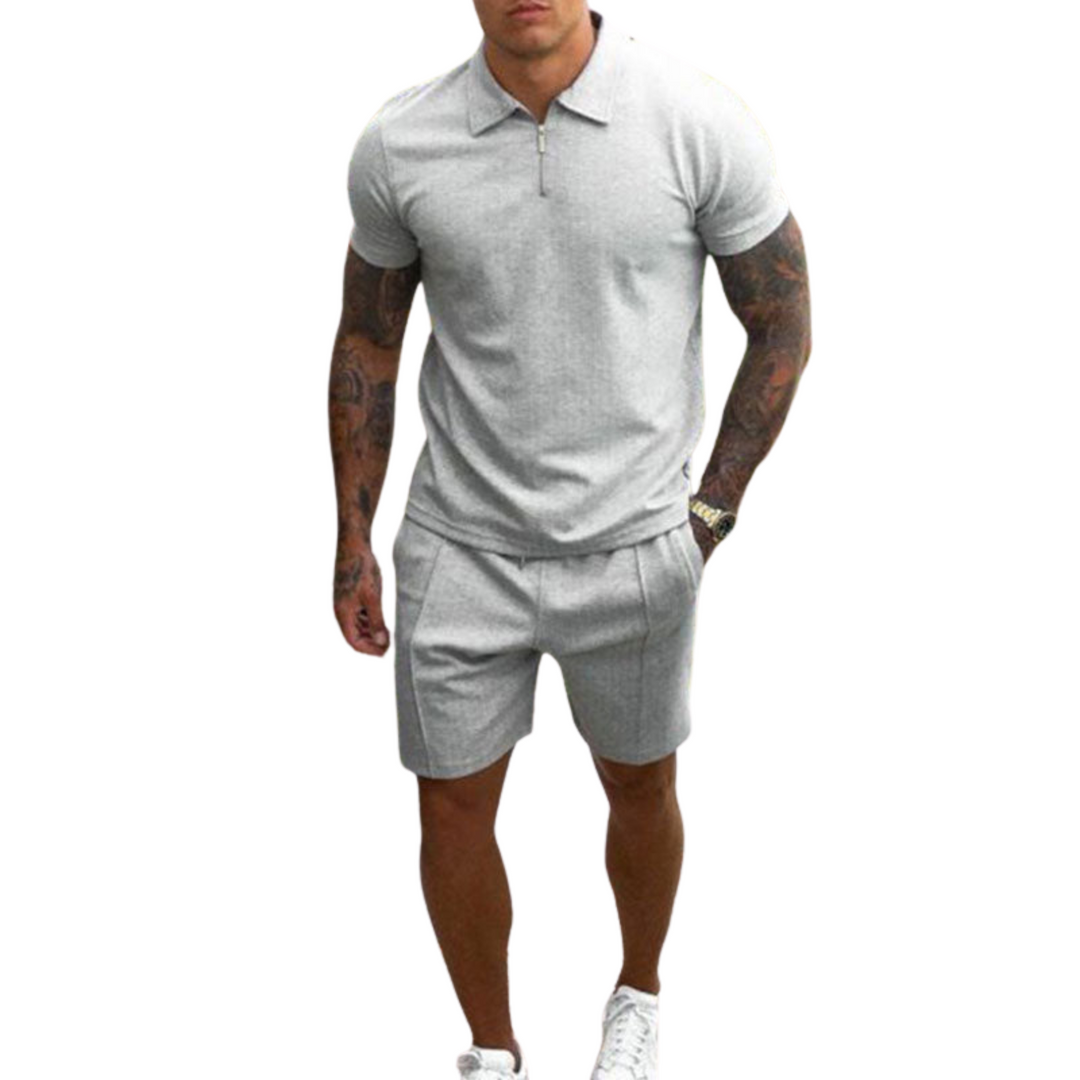 Men's Knit Polo Shirt and Shorts 2-Piece Co-ord Set