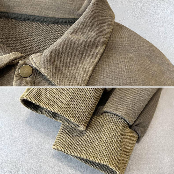 Męska bluza polarowa polo z długim rękawem, pulower