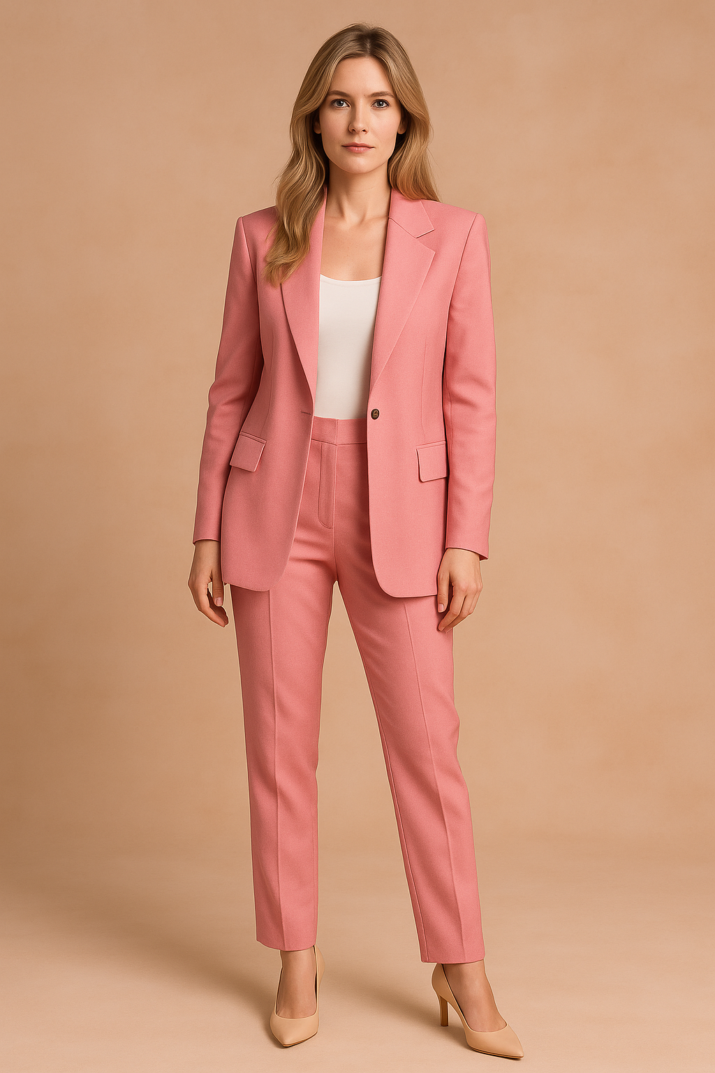 Women's Wool Blend Tailored Two-Piece Professional Suit Set