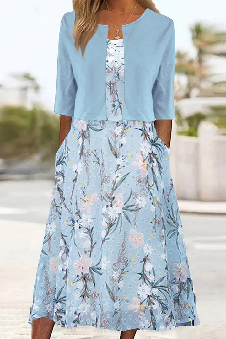 Women's Knit Round-Neck Pocket Co-Ord Set