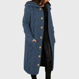 Women's Long Hooded Cable Knit Wool Cardigan