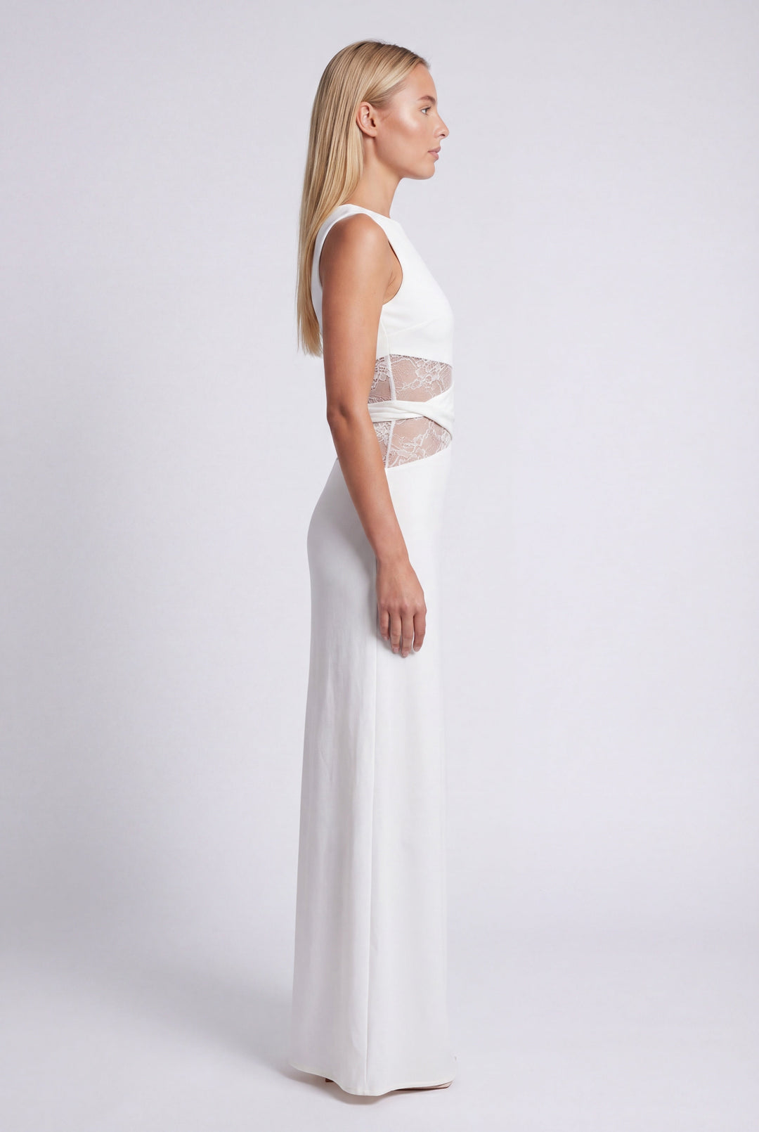 Women's Silk Sleeveless Cut-Out Maxi Evening Gown Dress