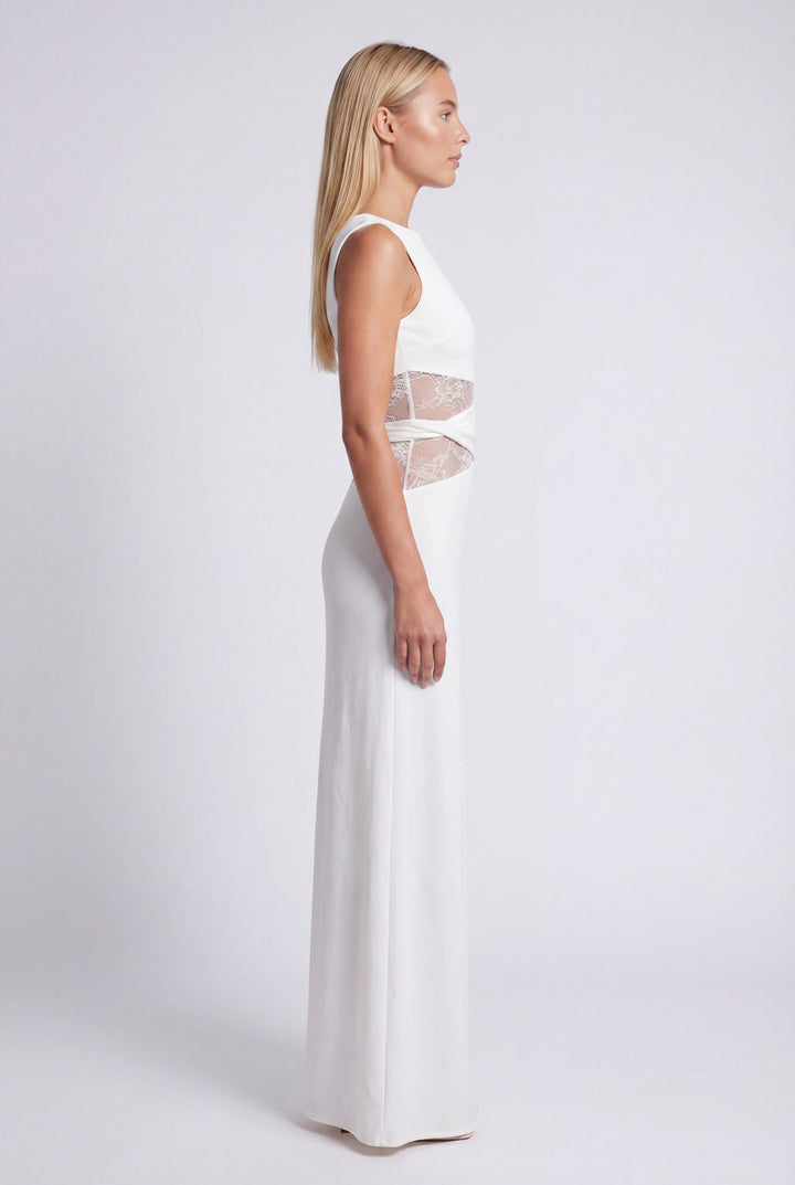 Women's Silk Sleeveless Cut-Out Maxi Evening Gown Dress
