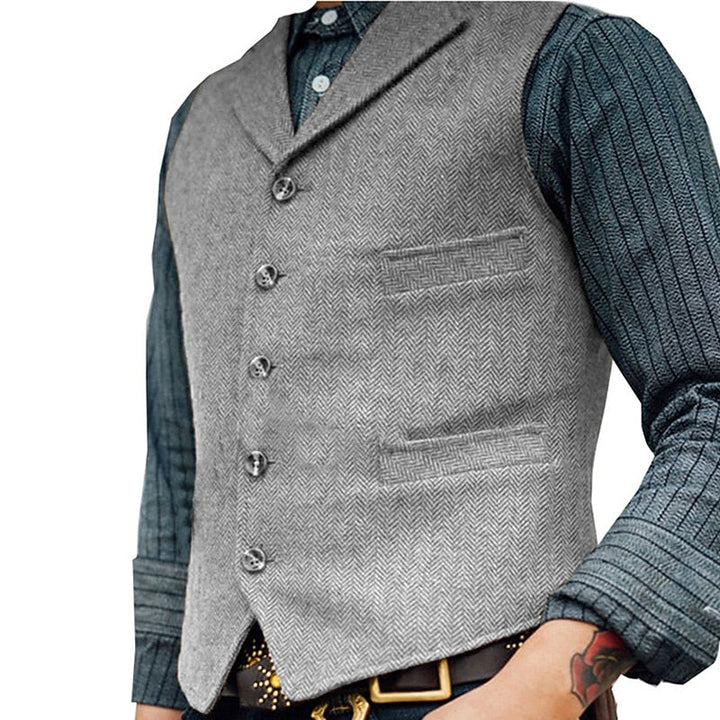 Men's Wool Tweed Waistcoat Vintage Notch Lapel Vest