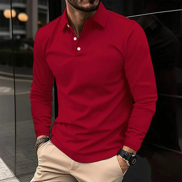 Men's Long Sleeve Polo Shirt Merino Wool Knit Sweater