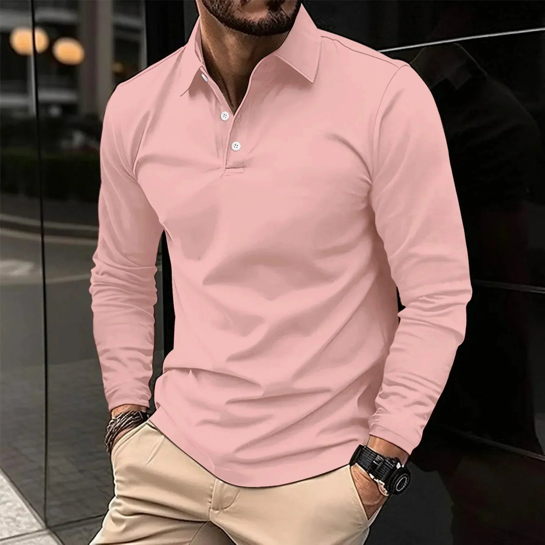 Men's Long Sleeve Polo Shirt Merino Wool Knit Sweater