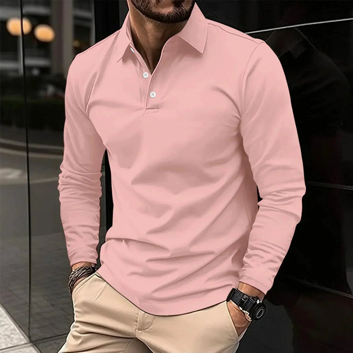 Men's Long Sleeve Polo Shirt Merino Wool Knit Sweater