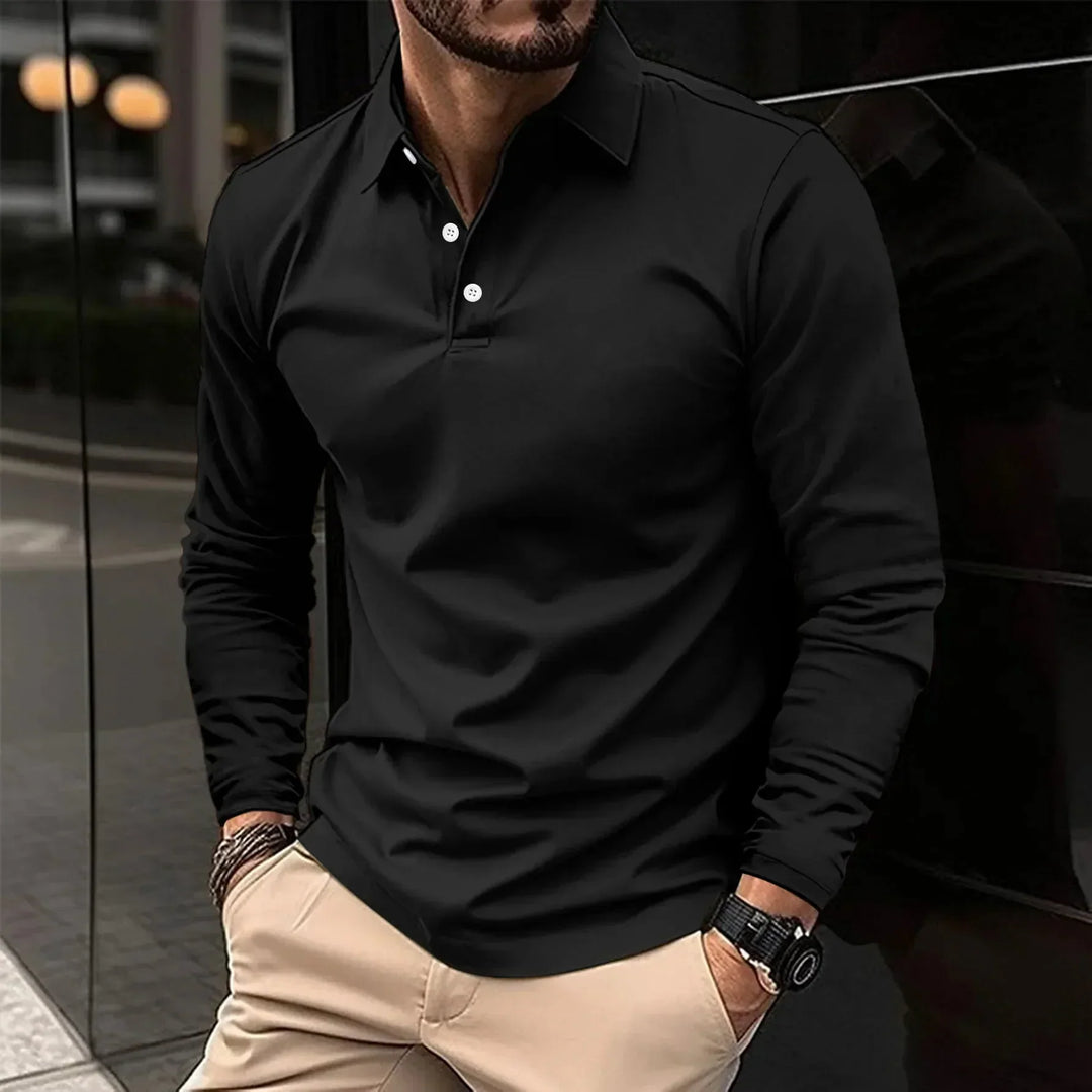 Men's Long Sleeve Polo Shirt Merino Wool Knit Sweater