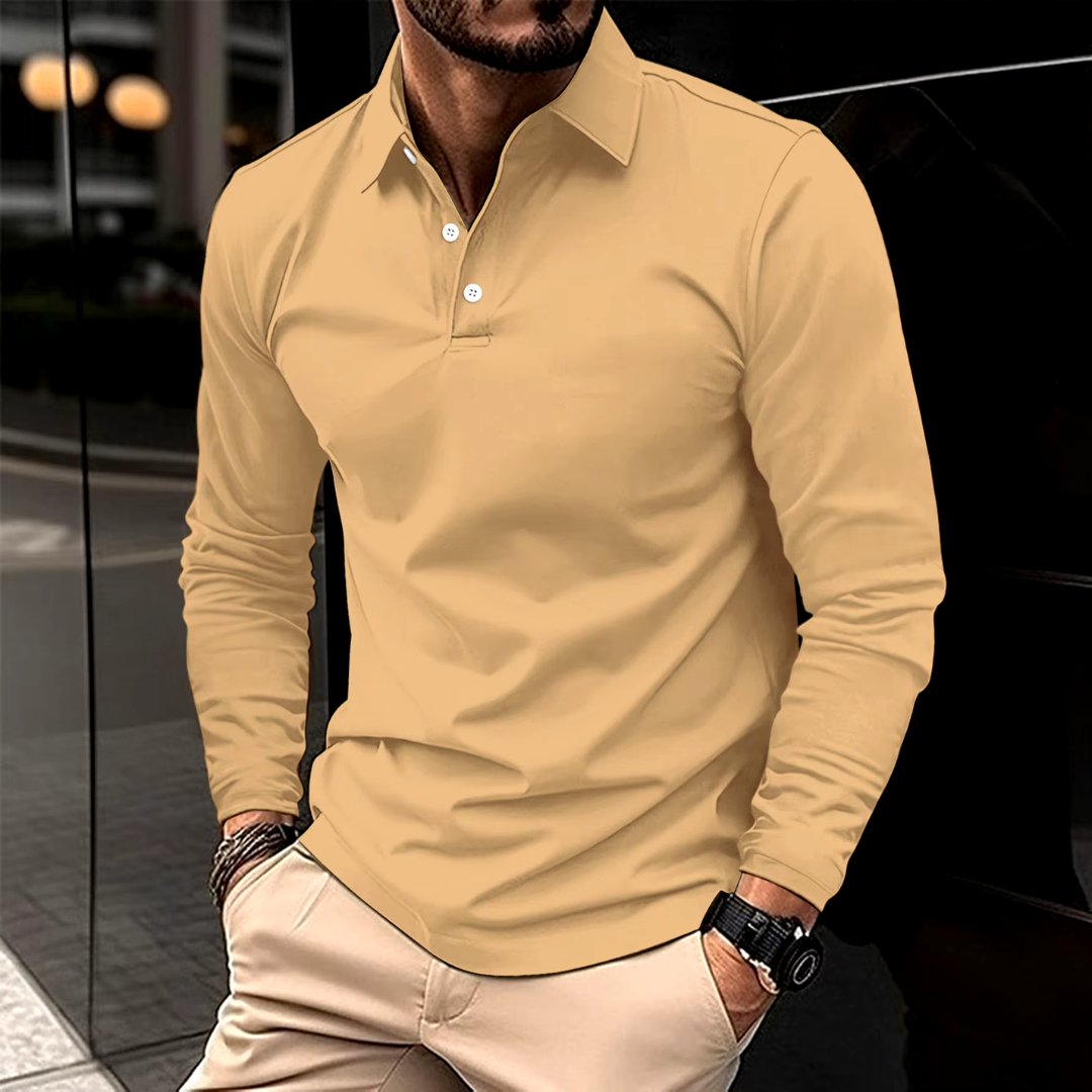 Men's Long Sleeve Polo Shirt Merino Wool Knit Sweater