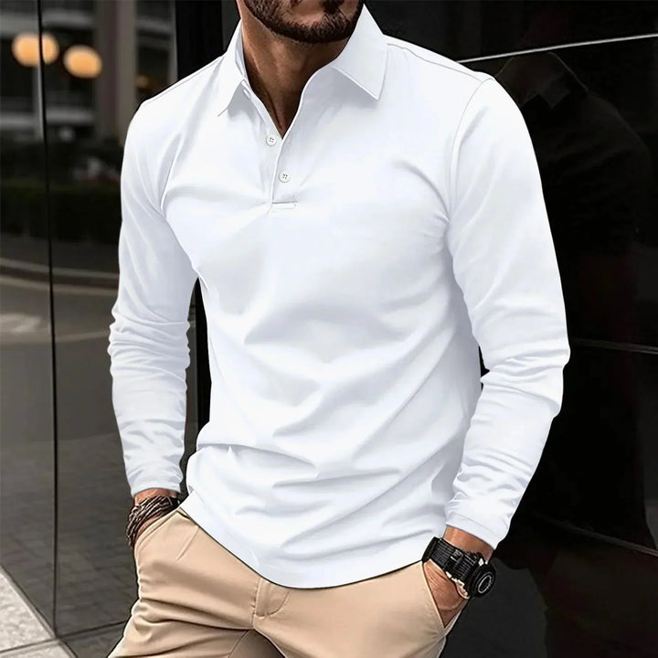 Men's Long Sleeve Polo Shirt Merino Wool Knit Sweater
