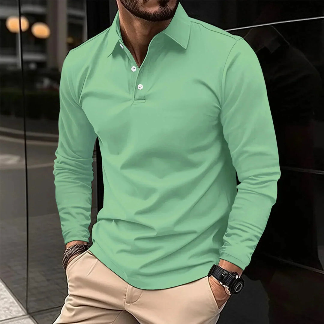 Men's Long Sleeve Polo Shirt Merino Wool Knit Sweater