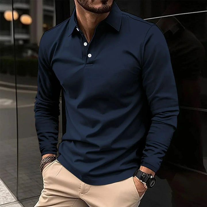 Men's Long Sleeve Polo Shirt Merino Wool Knit Sweater