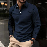 Men's Long Sleeve Polo Shirt Merino Wool Knit Sweater