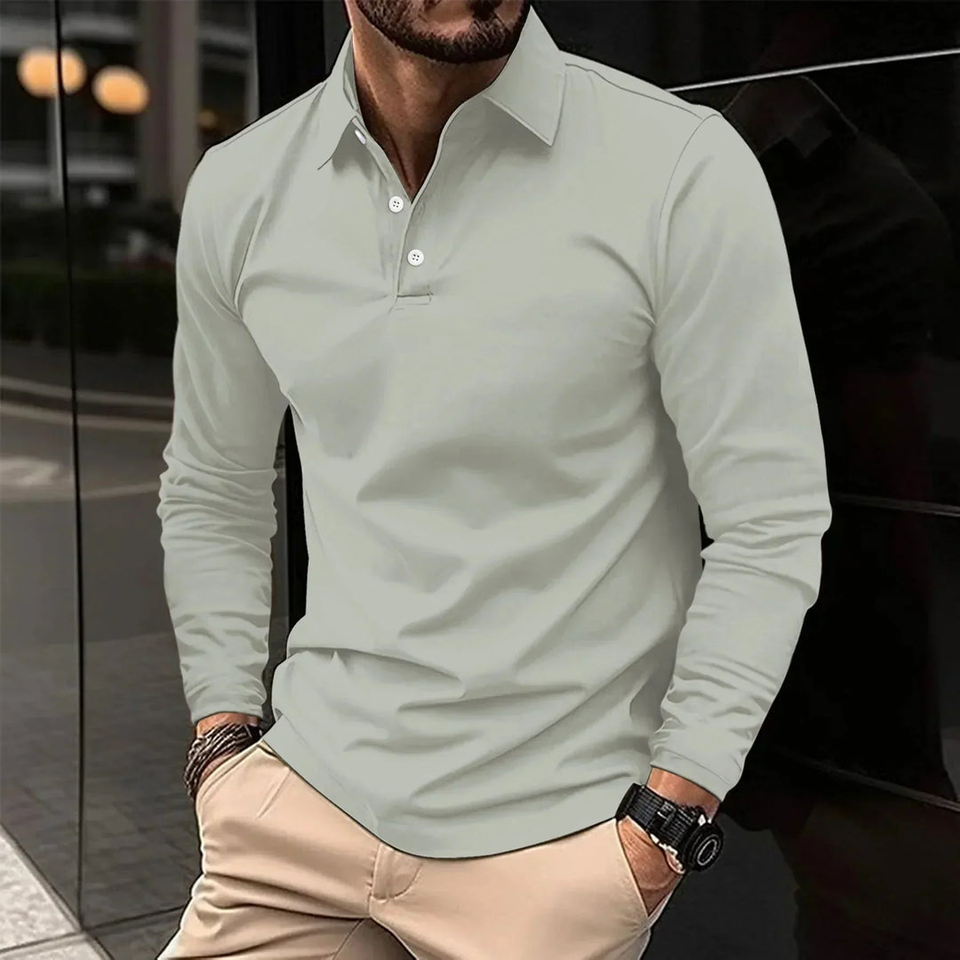 Men's Long Sleeve Polo Shirt Merino Wool Knit Sweater