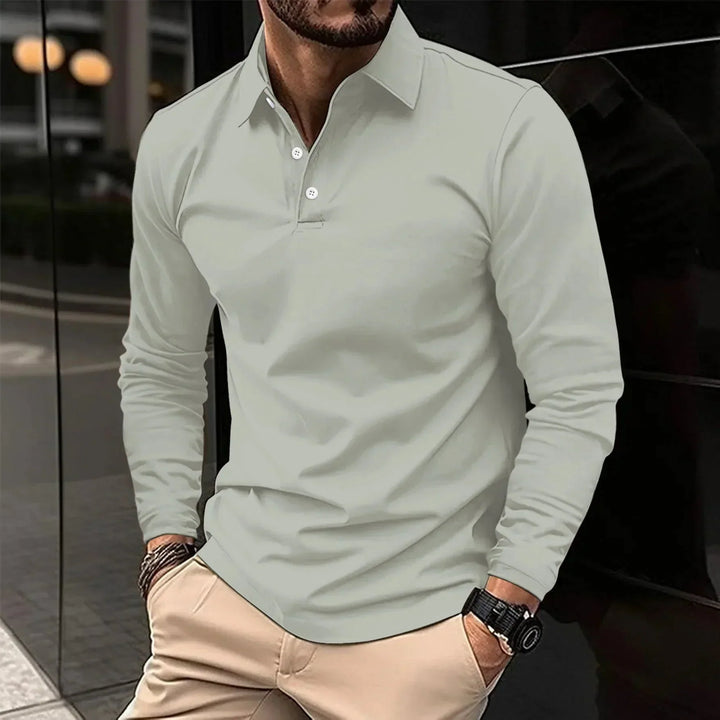 Men's Long Sleeve Polo Shirt Merino Wool Knit Sweater