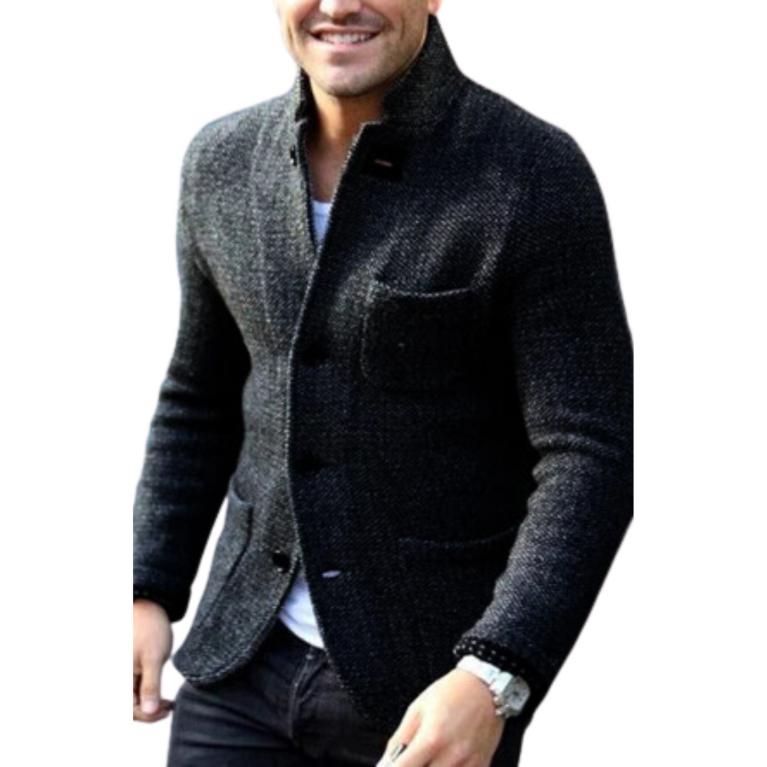 Men's Wool Knit Retro Blazer Cardigan Jacket
