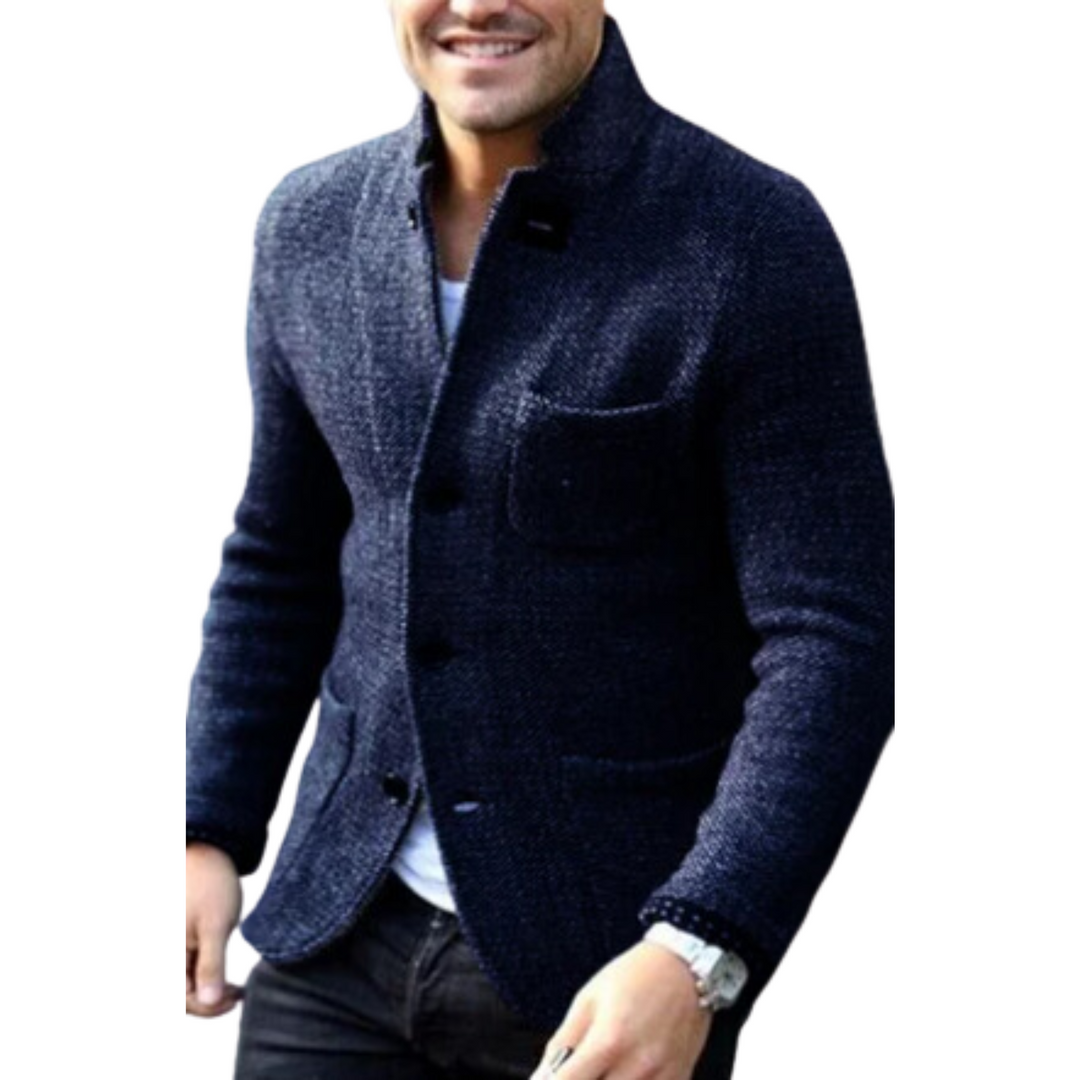 Men's Wool Knit Retro Blazer Cardigan Jacket