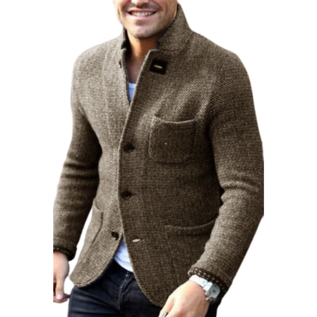 Men's Wool Knit Retro Blazer Cardigan Jacket