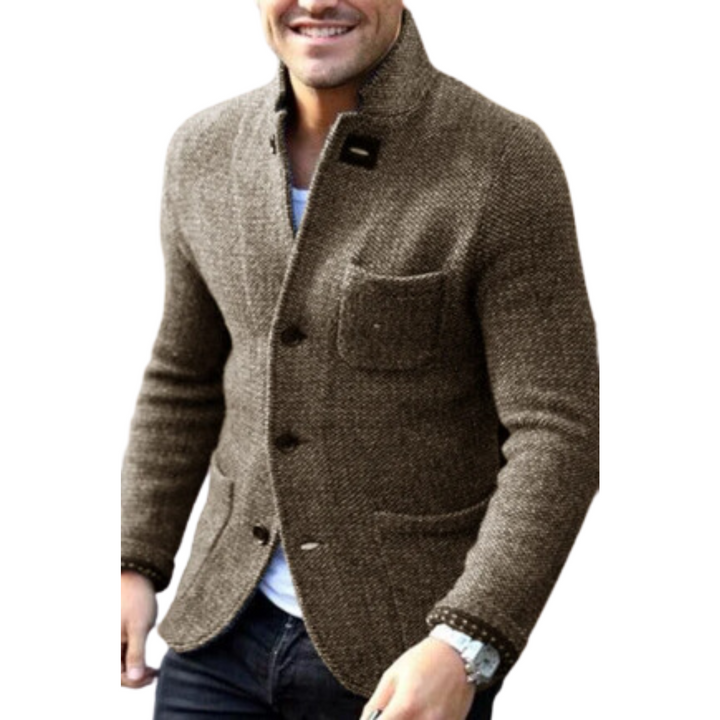 Men's Wool Knit Retro Blazer Cardigan Jacket