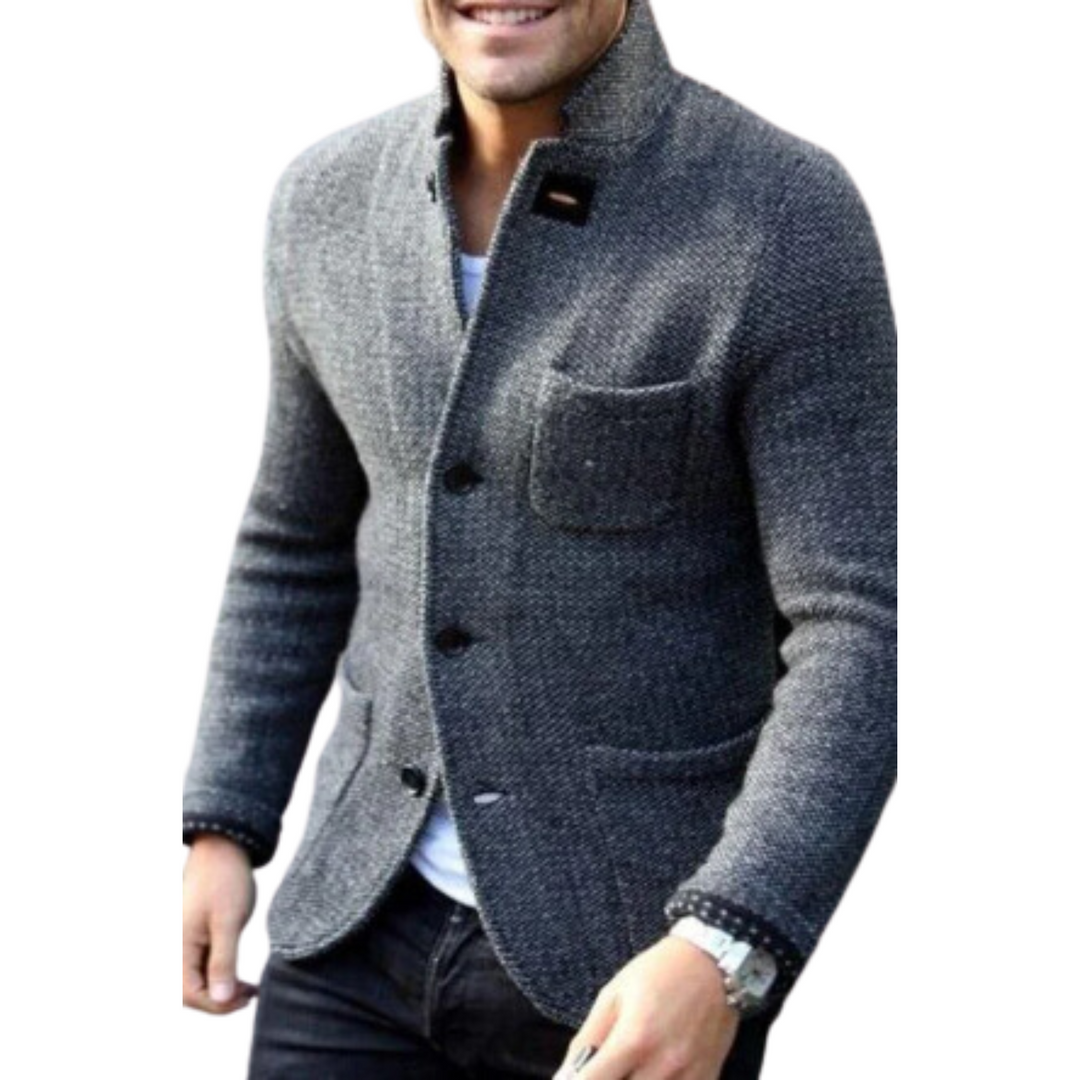 Men's Wool Knit Retro Blazer Cardigan Jacket
