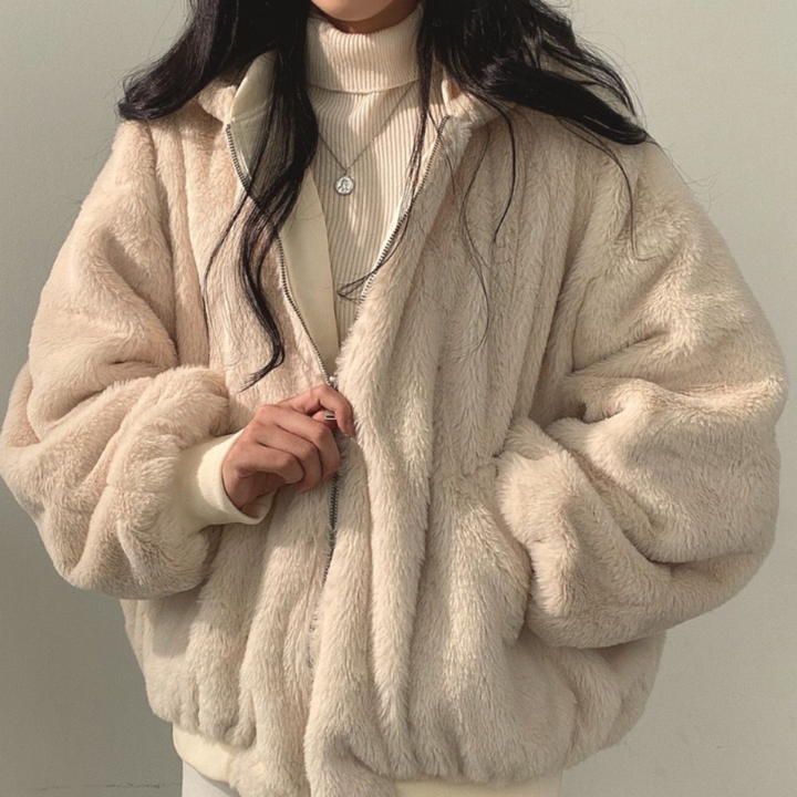 Women's Fleece Lined Zip Up Hoodie Jacket Oversized Casual Outerwear
