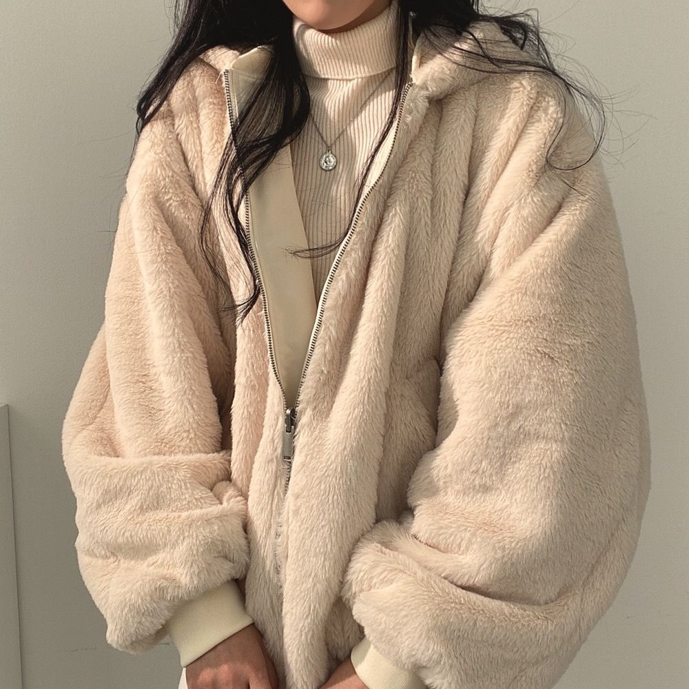 Women's Fleece Lined Zip Up Hoodie Jacket Oversized Casual Outerwear